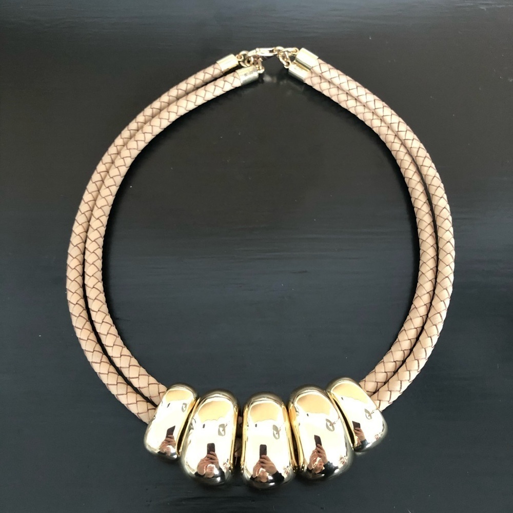 QVC Gold and Tan Statement Necklace